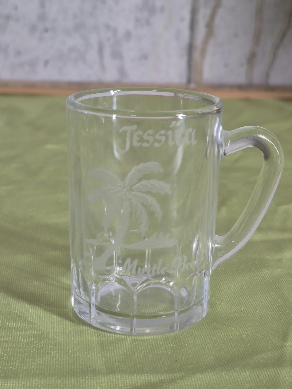 Personalized Clear Glass Mug - 'Jessica' Myrtle Beach